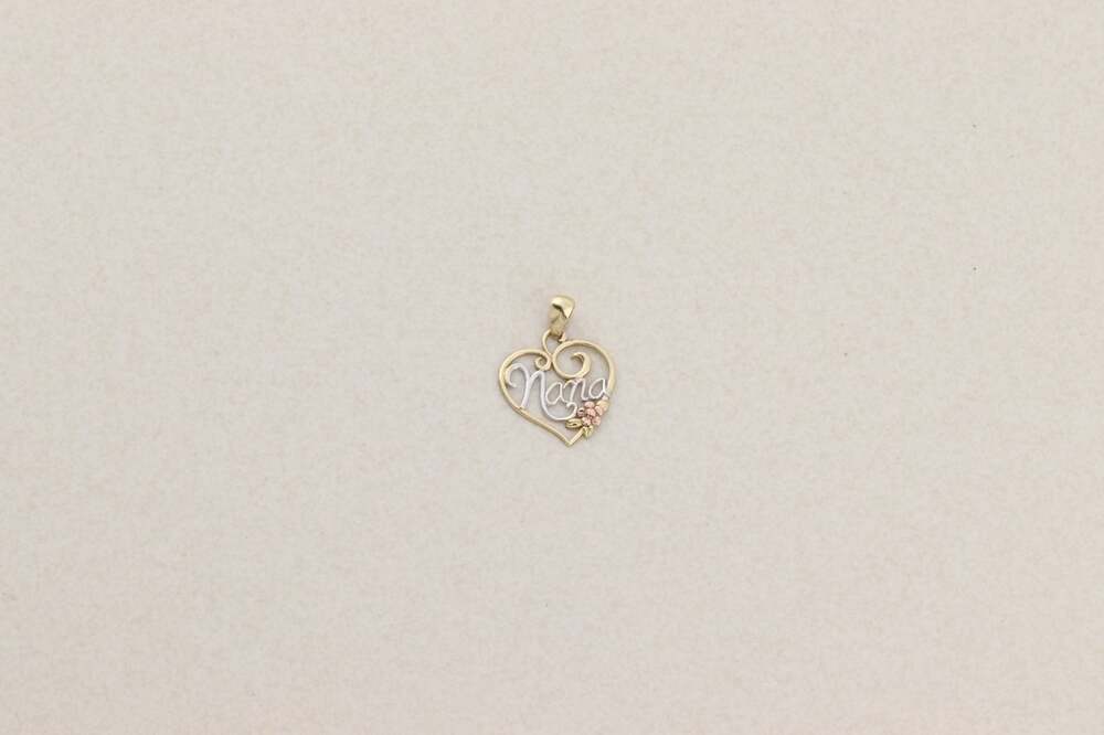 Pendant Only 10k Yellow Gold Heart Nana Pendant 7/8" x 5/8" inch - Picture 8 of 8